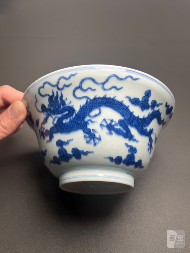 清乾隆  青花云龙纹折腰碗 - 图5